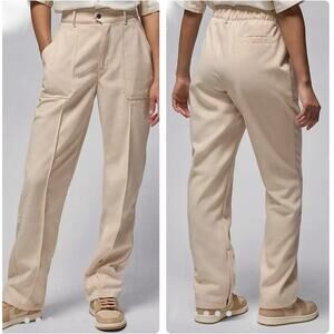 NEW Womens Nike Air Jordan Woven Straight Leg High Rise Light Brown Pant Sz XS